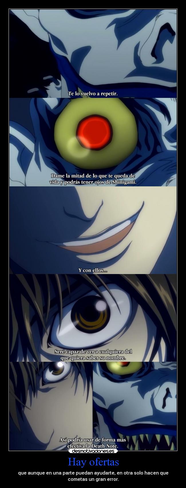 carteles death note light ryuk ojos shinigami clandominadores ejercitodemar desmotivaciones