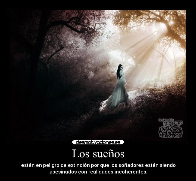 Los sueños - están en peligro de extinción por que los soñadores están siendo
asesinados con realidades incoherentes.