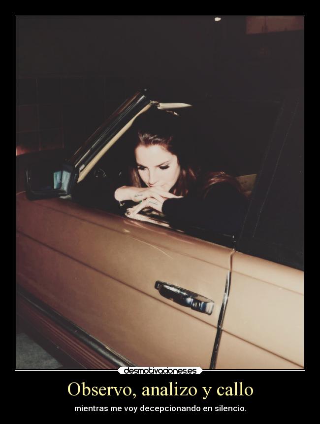Observo, analizo y callo - mientras me voy decepcionando en silencio.