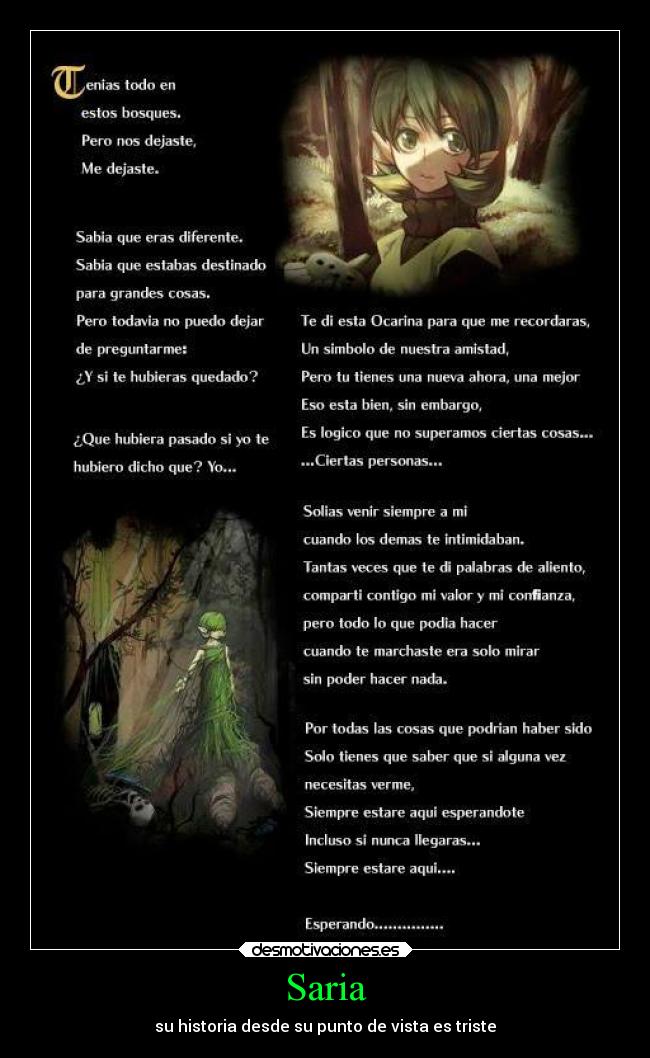 Saria - su historia desde su punto de vista es triste