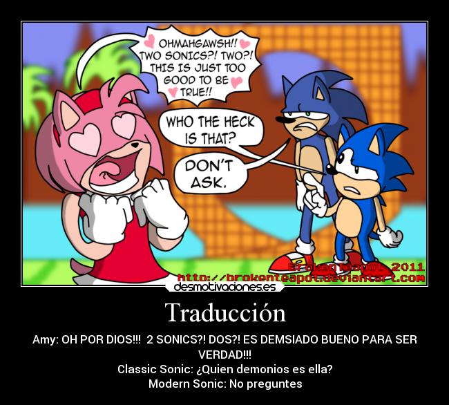 carteles anti sonamy sonic classic amy rose desmotivaciones