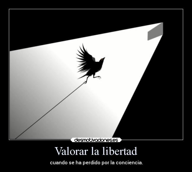 Valorar la libertad - cuando se ha perdido por la conciencia.