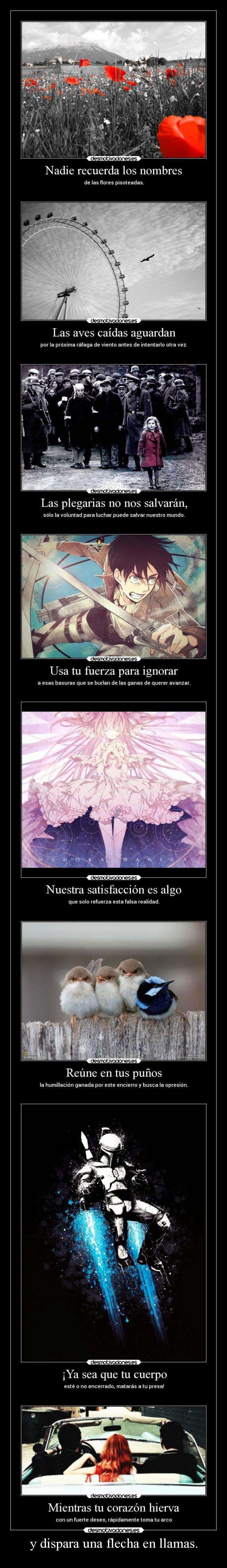 y dispara una flecha en llamas. - 