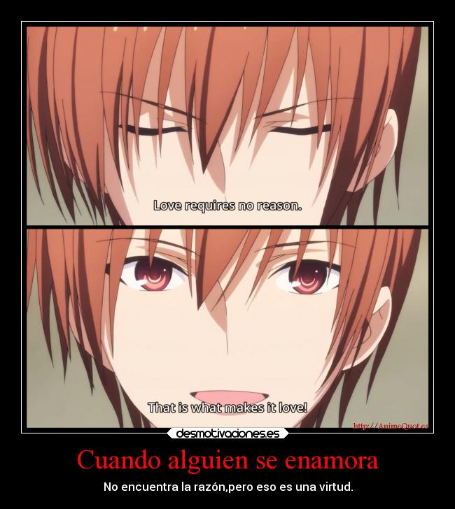 Cuando alguien se enamora - No encuentra la razón,pero eso es una virtud.