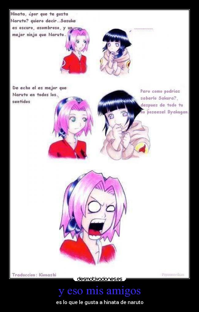 carteles amigos naruto anime gustar hinata sakura susuke naruhina pervertida desmotivaciones