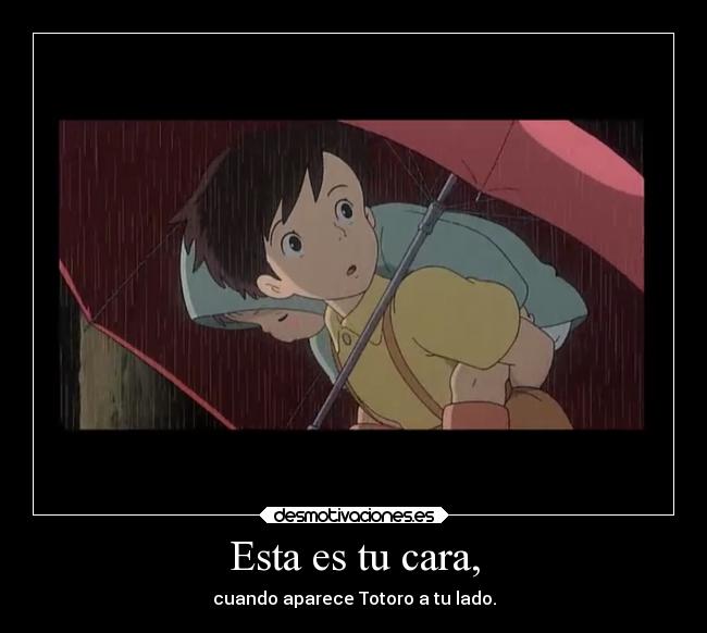 Esta es tu cara, - cuando aparece Totoro a tu lado.