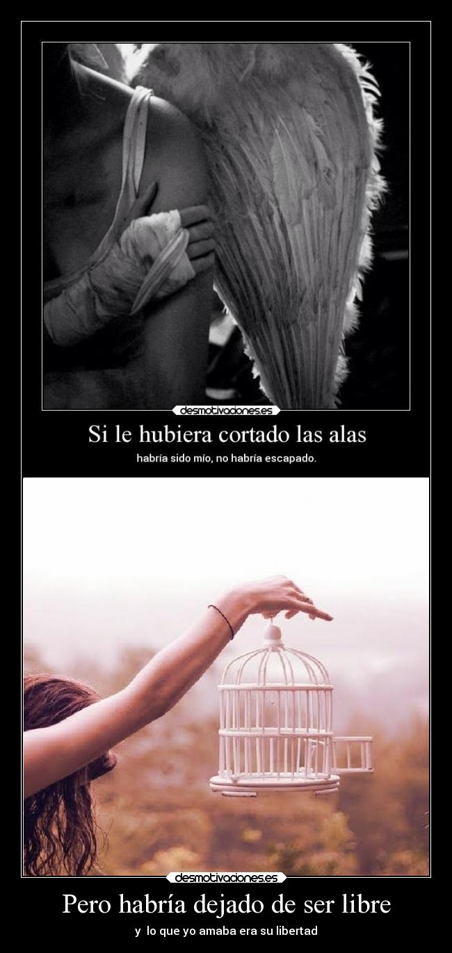 Pero habría dejado de ser libre - y  lo que yo amaba era su libertad