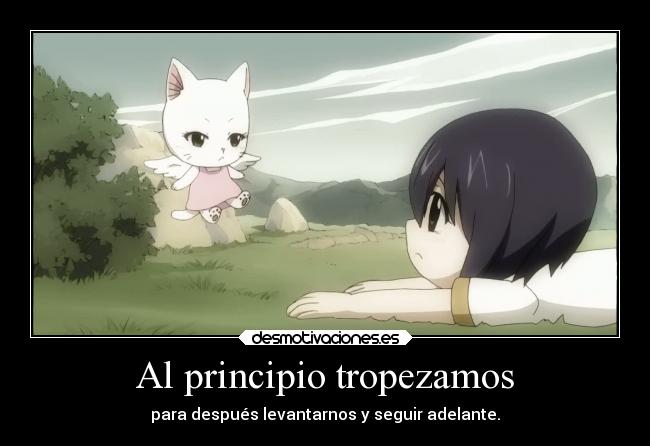 carteles anime fairy tail wendy cae luego levanta doni desmotivaciones
