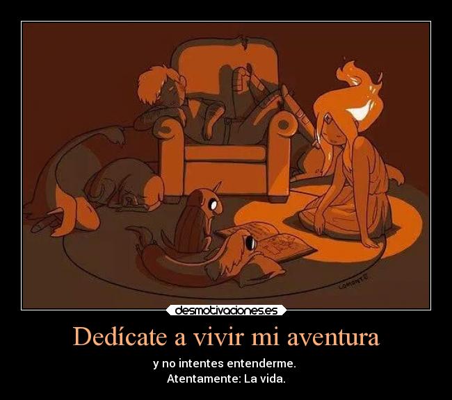 Dedícate a vivir mi aventura - y no intentes entenderme. 
Atentamente: La vida.