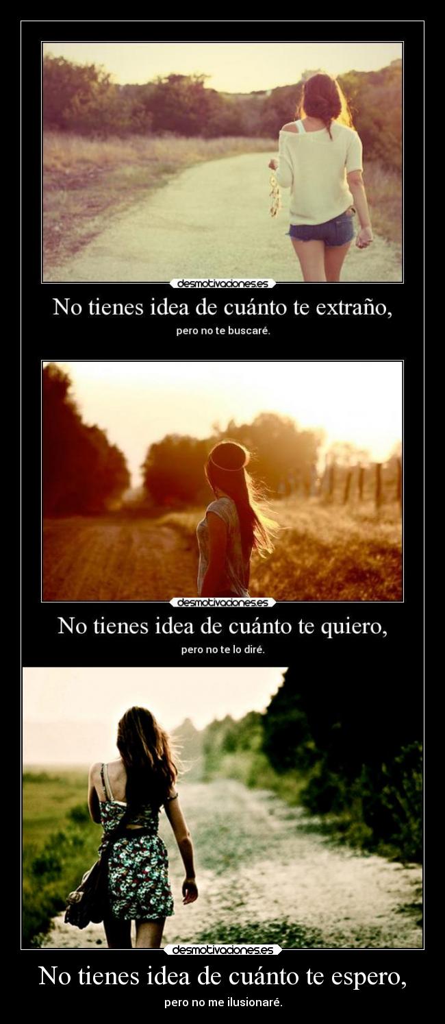 No tienes idea de cuánto te espero, - pero no me ilusionaré.