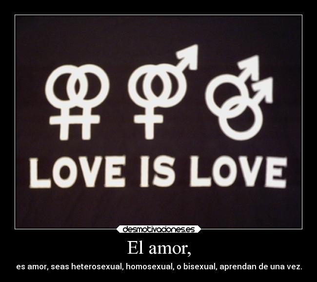 El amor, - es amor, seas heterosexual, homosexual, o bisexual, aprendan de una vez.