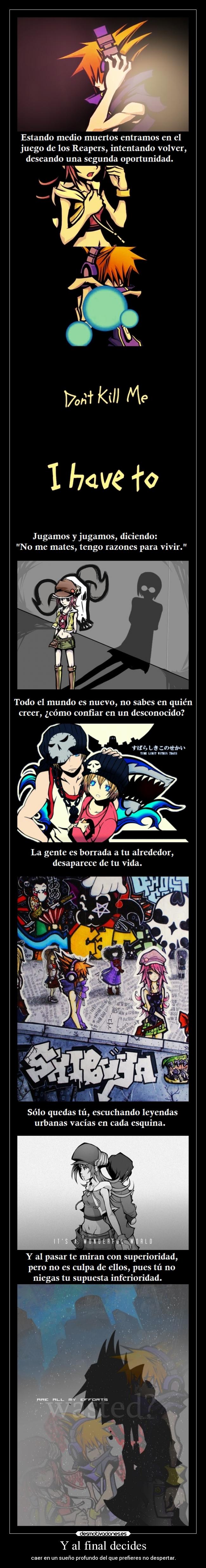 carteles anime confianza cuadernodefrasespendientes twewy manga juego neku desmotivaciones