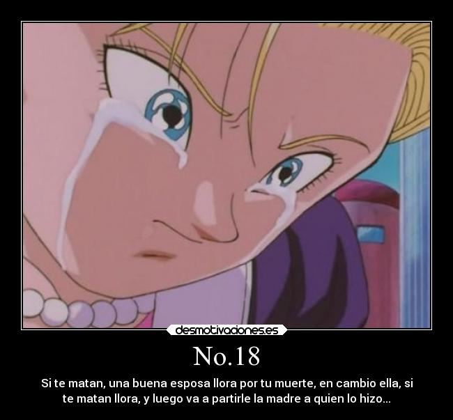 No.18 - Si te matan, una buena esposa llora por tu muerte, en cambio ella, si
te matan llora, y luego va a partirle la madre a quien lo hizo...