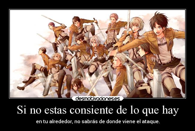 carteles anime otaku manga devilbrigade infiernodeangeles shingeki kyojin eren mikasa armin jean sasha desmotivaciones