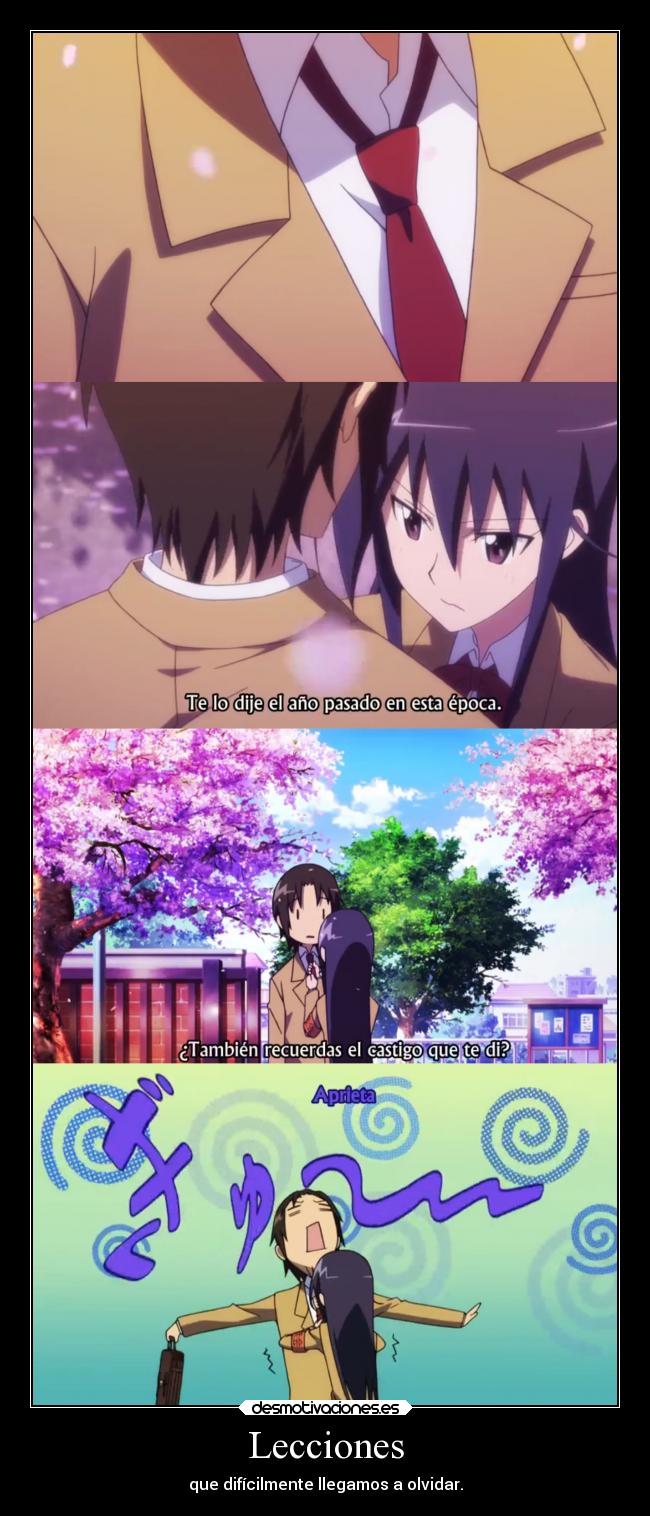 carteles anime seitokai yakuindomo shino ensenando tsuda usar corbata doni desmotivaciones
