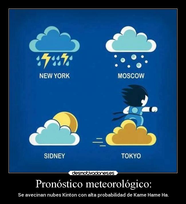 Pronóstico meteorológico: - Se avecinan nubes Kinton con alta probabilidad de Kame Hame Ha.