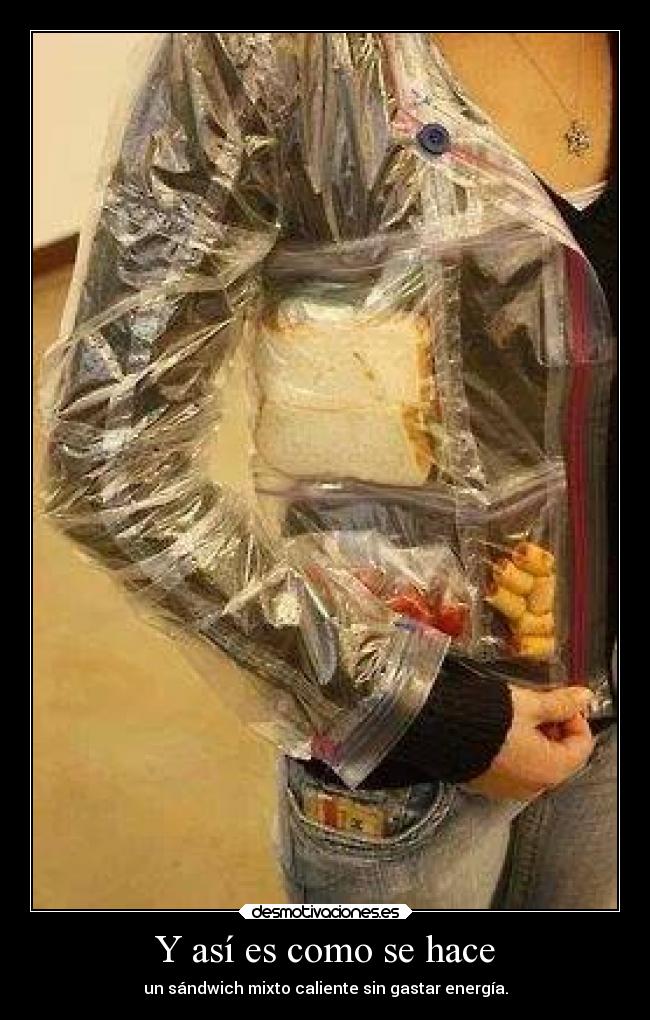 Y así es como se hace - un sándwich mixto caliente sin gastar energía.