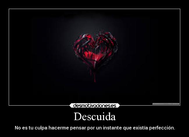 Descuida - No es tu culpa hacerme pensar por un instante que existía perfección.