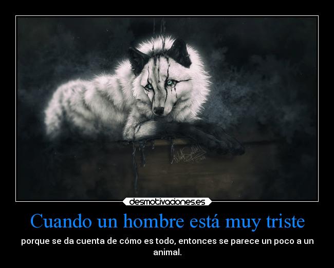 Cuando un hombre está muy triste - porque se da cuenta de cómo es todo, entonces se parece un poco a un
animal.