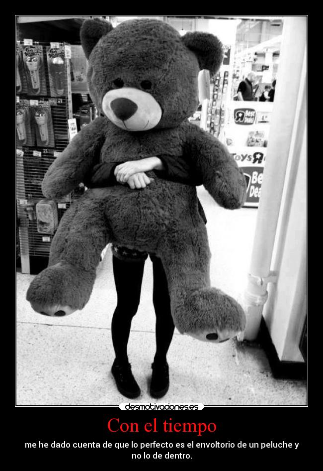 Con el tiempo - me he dado cuenta de que lo perfecto es el envoltorio de un peluche y
no lo de dentro.