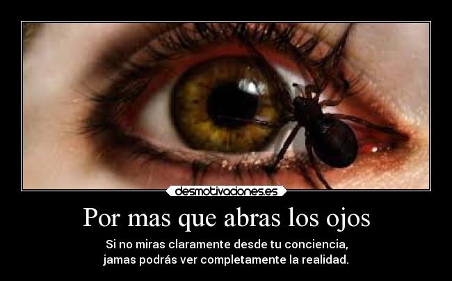 Por mas que abras los ojos - Si no miras claramente desde tu conciencia,
jamas podrás ver completamente la realidad.