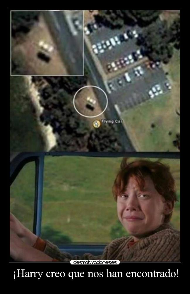 carteles humor coche volador harry potter ron desmotivaciones