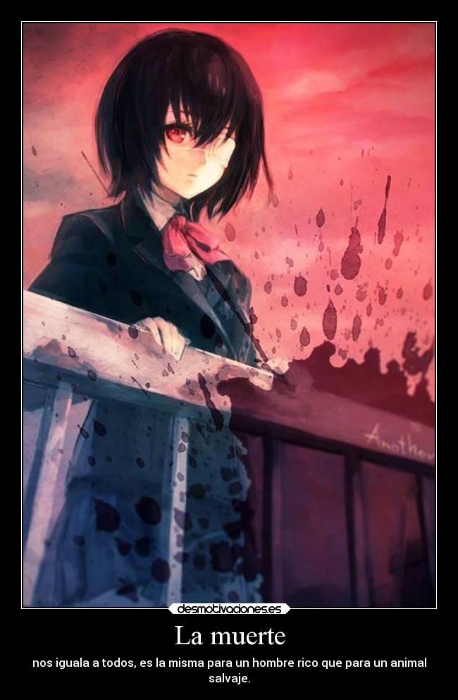 carteles muerte anime another mei misaki desmotivaciones