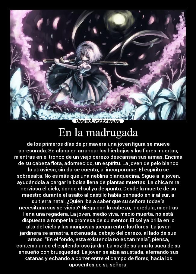 carteles muerte vida historia metafora espiritus primavera touhou youmu konpaku desmotivaciones