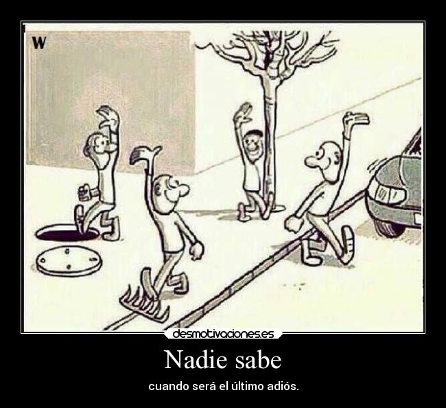 Nadie sabe - cuando será el último adiós.