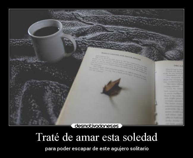 Traté de amar esta soledad - para poder escapar de este agujero solitario