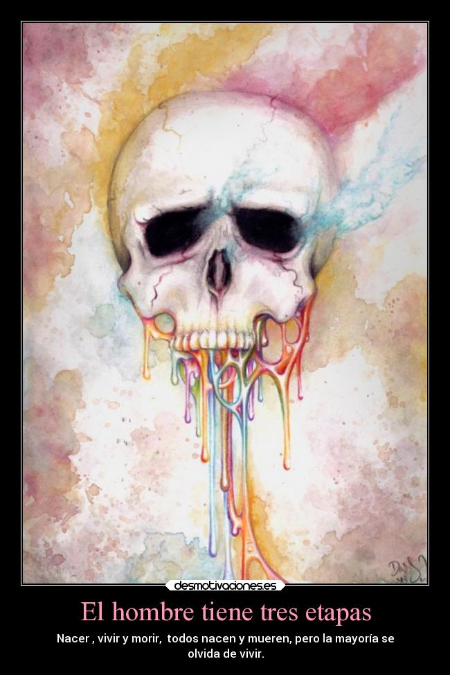 El hombre tiene tres etapas - Nacer , vivir y morir,  todos nacen y mueren, pero la mayoría se
olvida de vivir.
