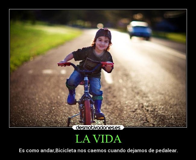 LA VIDA - Es como andar,Bicicleta nos caemos cuando dejamos de pedalear.