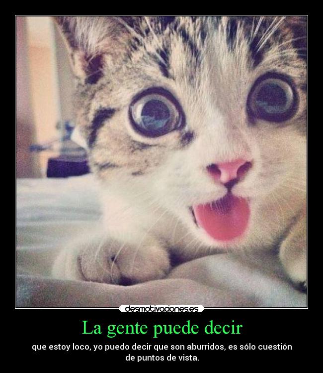 La gente puede decir - que estoy loco, yo puedo decir que son aburridos, es sólo cuestión
de puntos de vista.