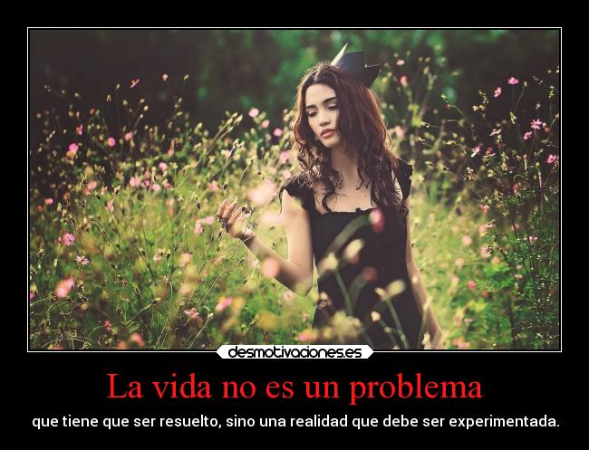 La vida no es un problema - que tiene que ser resuelto, sino una realidad que debe ser experimentada.
