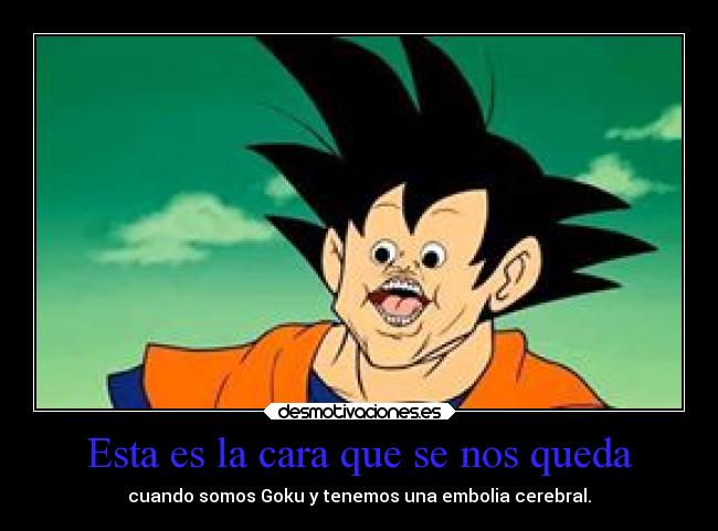 Esta es la cara que se nos queda - cuando somos Goku y tenemos una embolia cerebral.