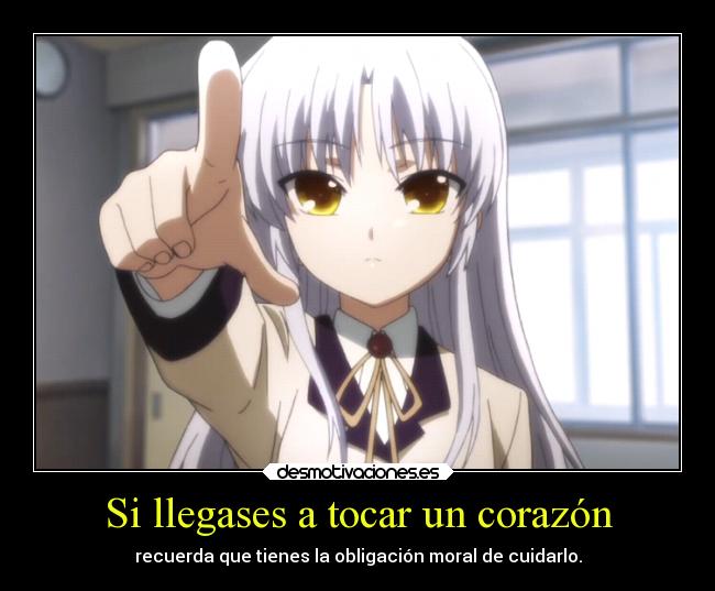 carteles corazon alma amor corazon anime angel beats kanade desmotivaciones