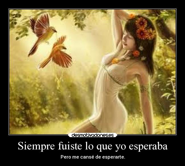 Siempre fuiste lo que yo esperaba - Pero me cansé de esperarte.