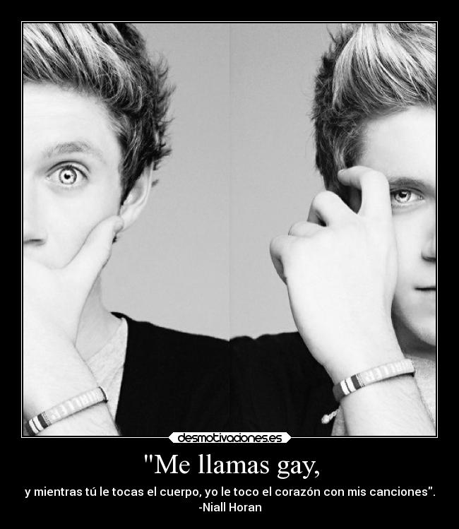 Me llamas gay, - y mientras tú le tocas el cuerpo, yo le toco el corazón con mis canciones.
-Niall Horan