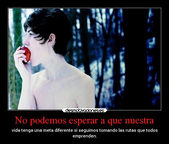 No podemos esperar a que nuestra - vida tenga una meta diferente si seguimos tomando las rutas que todos
emprenden.