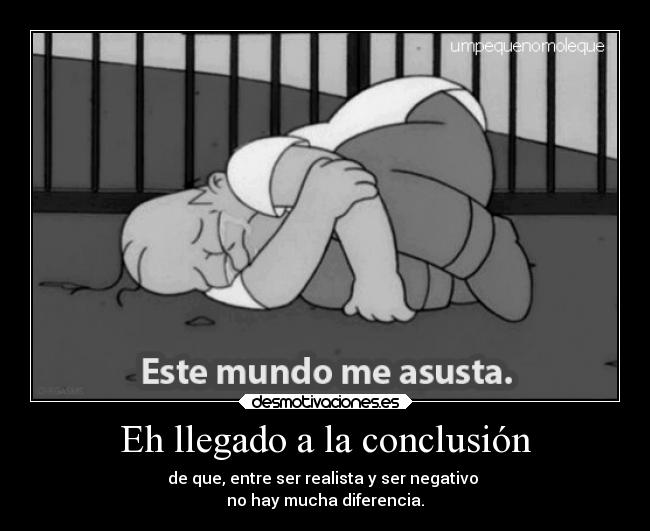 Eh llegado a la conclusión - de que, entre ser realista y ser negativo
no hay mucha diferencia.