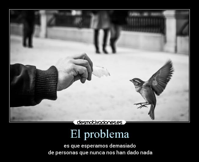 El problema - es que esperamos demasiado
de personas que nunca nos han dado nada