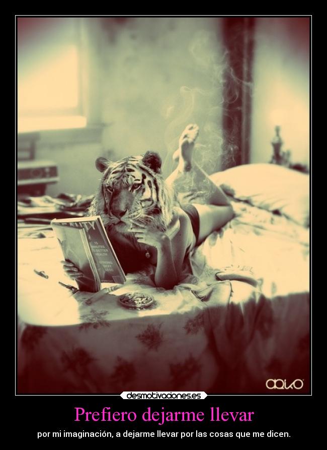 Prefiero dejarme llevar - por mi imaginación, a dejarme llevar por las cosas que me dicen.