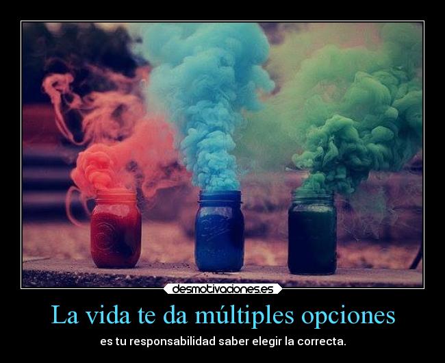 La vida te da múltiples opciones - es tu responsabilidad saber elegir la correcta.