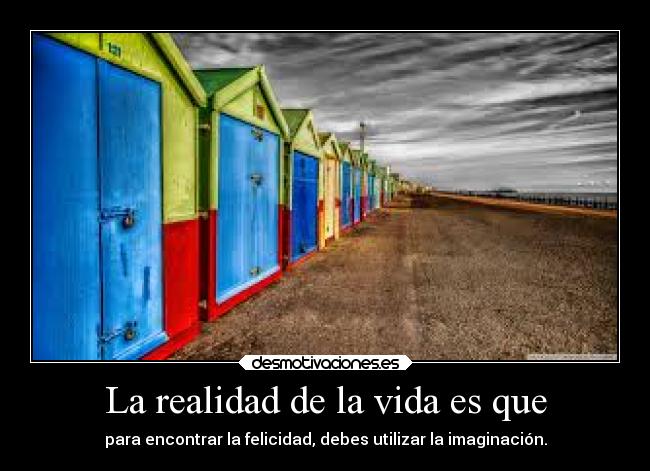 La realidad de la vida es que - para encontrar la felicidad, debes utilizar la imaginación.