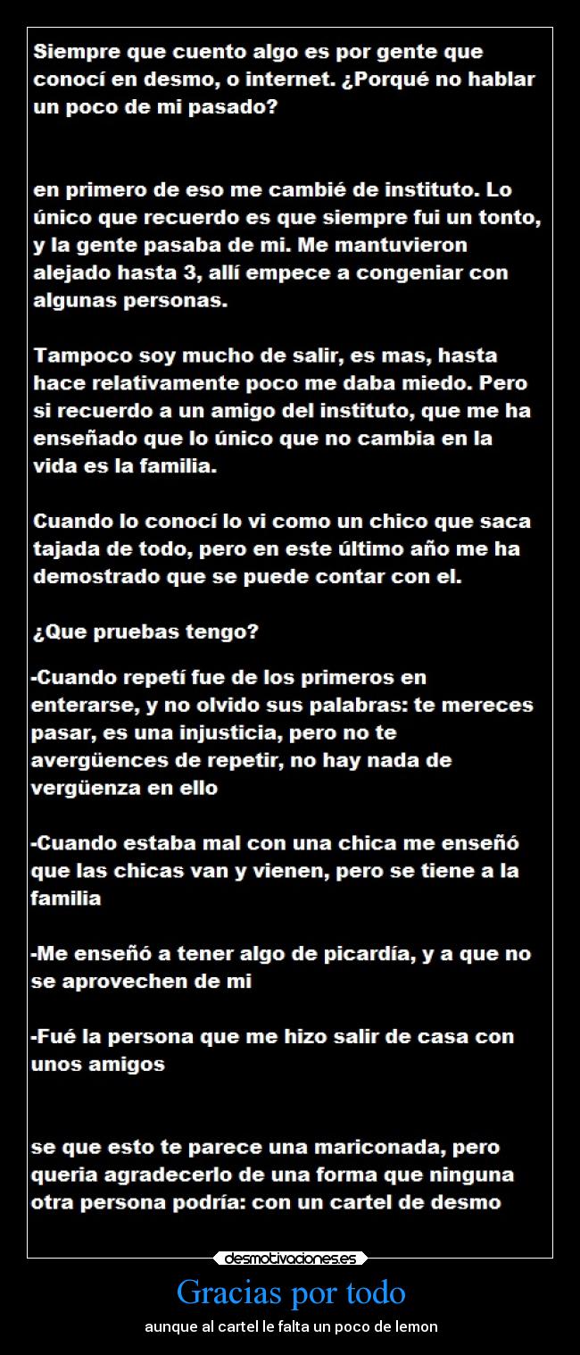 Gracias por todo - aunque al cartel le falta un poco de lemon