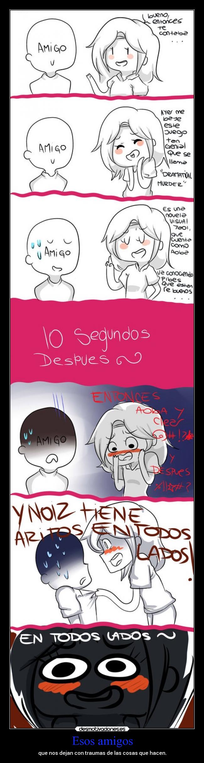 carteles amigos amigos traumas yaoi dramatical murder strawberryraindrops shinigamixlll hadadelanoche aoba desmotivaciones