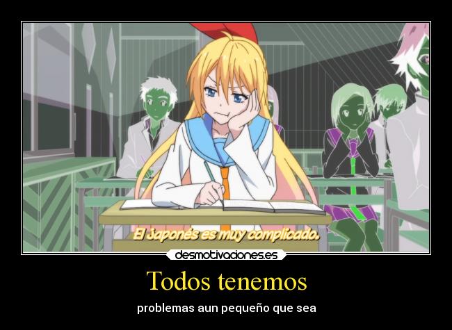carteles amor anime nisekoi chitoge kirisaki raku japon abrazo tarea estudiar manga sleykun japones desmotivaciones