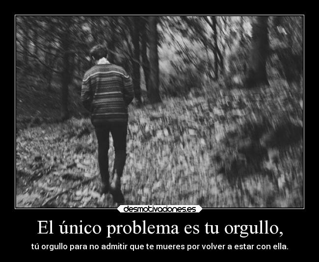 El único problema es tu orgullo, - tú orgullo para no admitir que te mueres por volver a estar con ella.