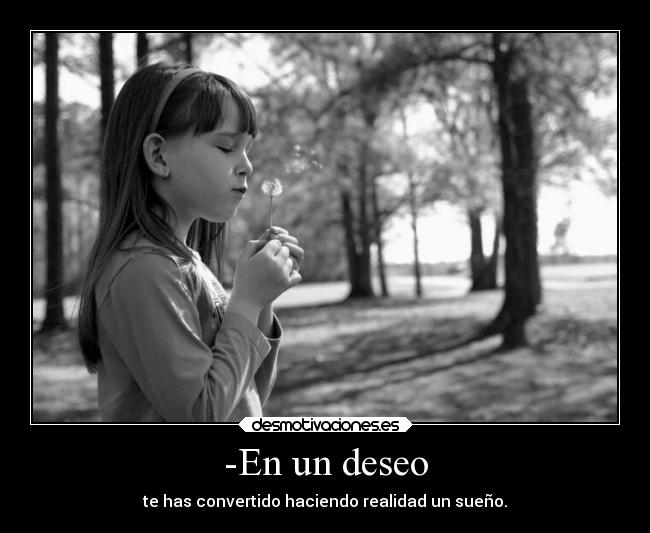 -En un deseo - te has convertido haciendo realidad un sueño.