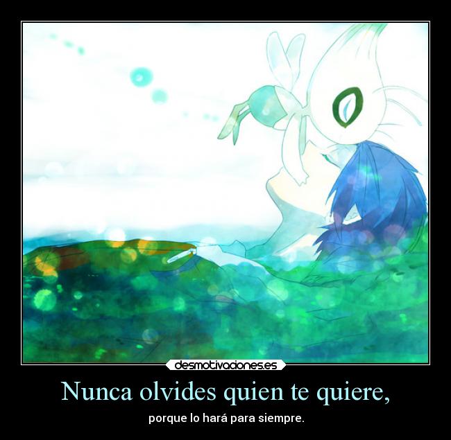 Nunca olvides quien te quiere, -